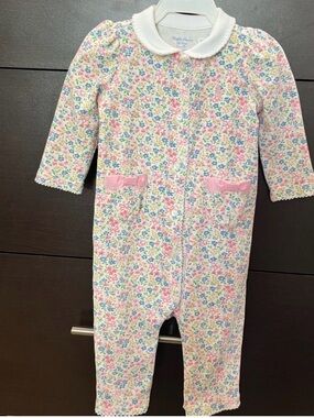 Ralph Lauren Pink Multi Floral One-Piece with White Peter Pan Collar